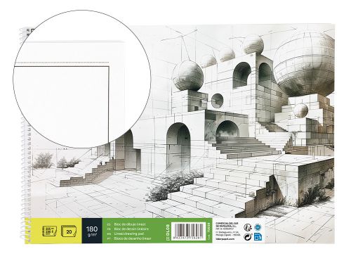 Bloco de desenho liderpapel lineal espiral 230x325mm 20 folhas 180 gr com esquadria , Liderpapel , 75628 , 8423473756281